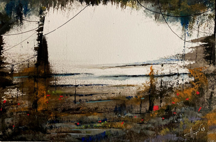 Peinture intitulée "Bord d’étang" par Philippe Paquet, Œuvre d'art originale, Aquarelle