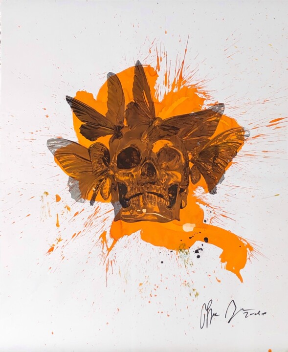 Peinture intitulée "Vanité orange 1" par Philippe Pasqua, Œuvre d'art originale, Crayon