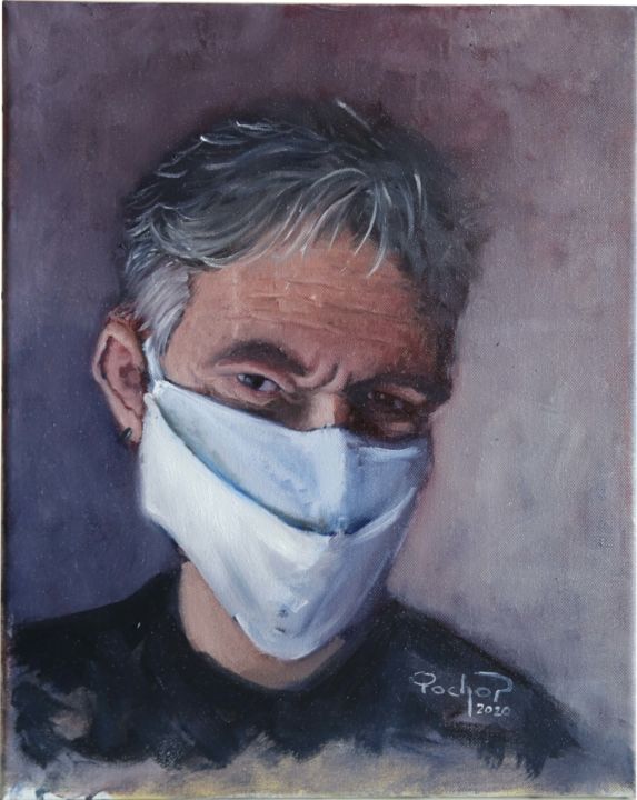 Peinture intitulée "Autoportrait au mas…" par Philippe Pochon, Œuvre d'art originale, Huile