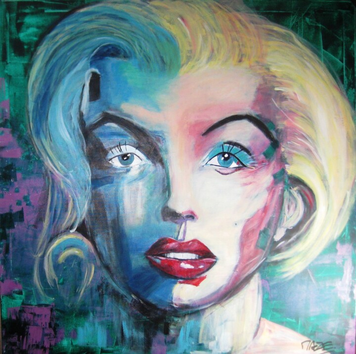 Malerei mit dem Titel "Marylin Mi-ange mi-…" von Philippe Rabouille (Raph), Original-Kunstwerk, Acryl