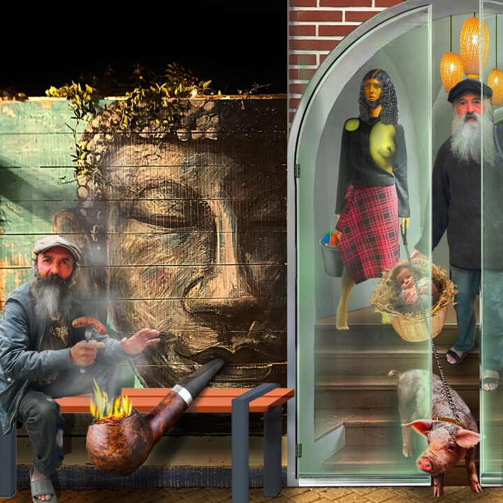 Digital Arts titled "" POILS AU MENTON..…" by Philippe Renou, Original Artwork, Digital Collage