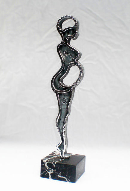 Sculpture titled "Femme enceinte" by Philippe Rocca, Original Artwork, Metals