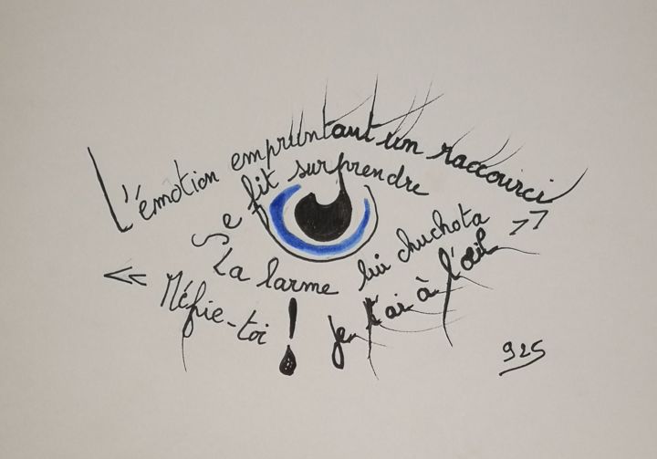 Tekening getiteld "Les mots sillons" door Philippe Rude, Origineel Kunstwerk, Potlood