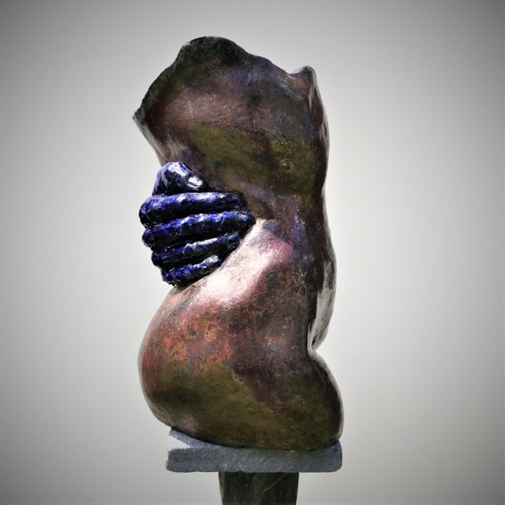 Sculpture titled "la danse bleue" by Philippe Rude, Original Artwork, Clay