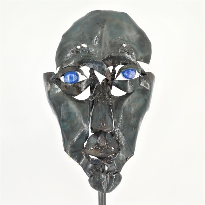 Sculpture titled "le regard sagesse" by Philippe Rude, Original Artwork, Metals