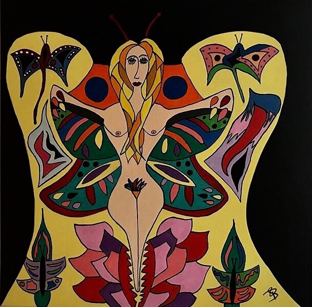 Peinture intitulée "MISS PAPILLON" par Philippe Seigle, Œuvre d'art originale, Acrylique