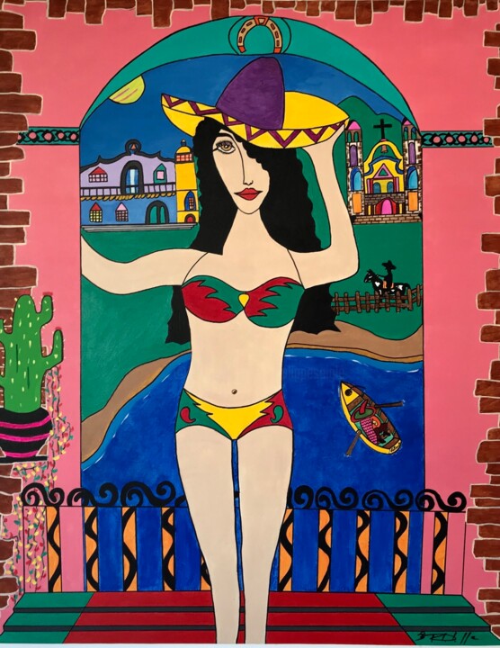 Malerei mit dem Titel "Panchita" von Philippe Seigle, Original-Kunstwerk, Acryl