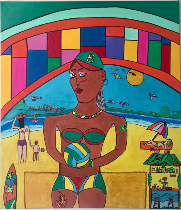 Painting titled "Copa beach" by Philippe Seigle, Original Artwork, Acrylic