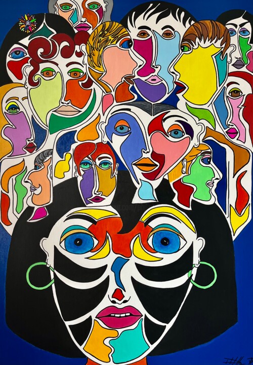 Pittura intitolato "Jigsaw memories" da Philippe Seigle, Opera d'arte originale, Acrilico Montato su Telaio per barella in l…