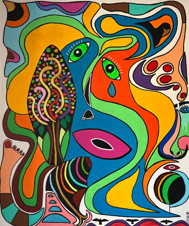 Картина под названием "Emotions" - Philippe Seigle, Подлинное произведение искусства, Акрил Установлен на Деревянная рама дл…