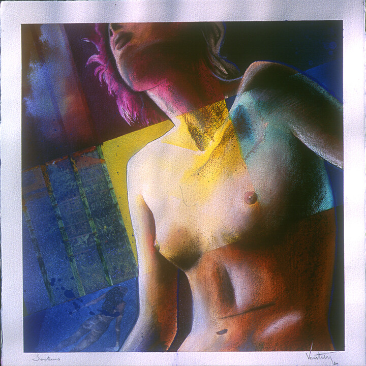 Painting titled "Estelle" by Philippe Vautrin, Original Artwork, Pastel Mounted on Cardboard