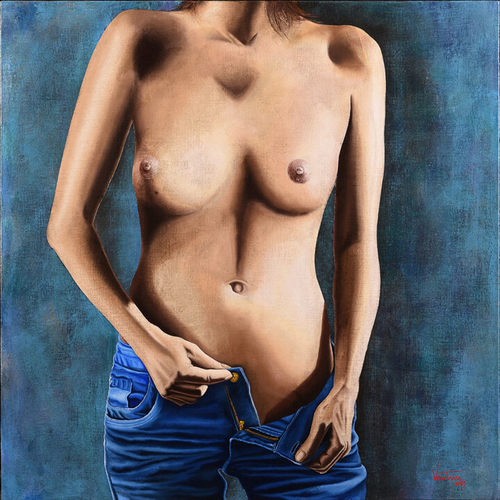 Картина под названием "HannaH" - Philippe Vautrin, Подлинное произведение искусства, Масло Установлен на Деревянная панель