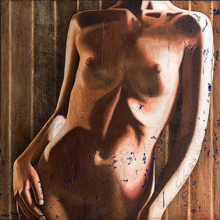 Painting titled "Aurore Boréale" by Philippe Vautrin, Original Artwork, Oil Mounted on Wood Stretcher frame