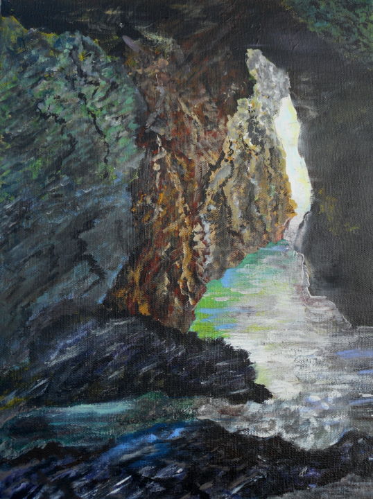 Painting titled "Grotte de Port Coto…" by Philippe Viard, Original Artwork, Acrylic