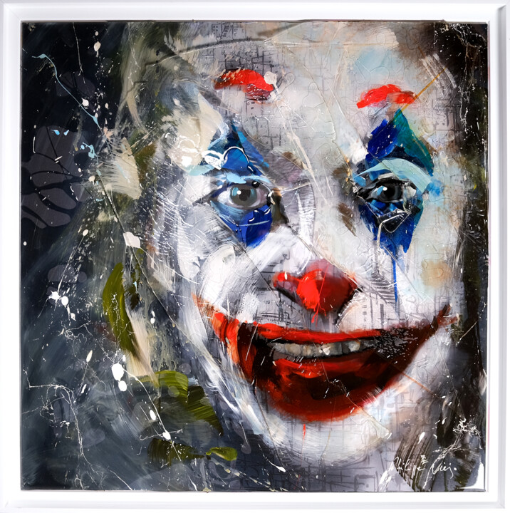 Painting titled "Happy Joker" by Philippe Viejo, Original Artwork, Acrylic Mounted on Aluminium