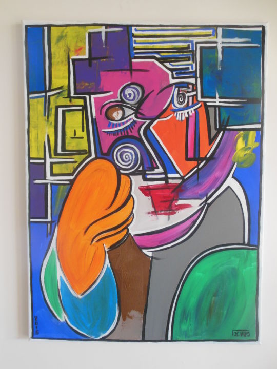 Painting titled "Personage N°1" by Philippe Vos, Original Artwork