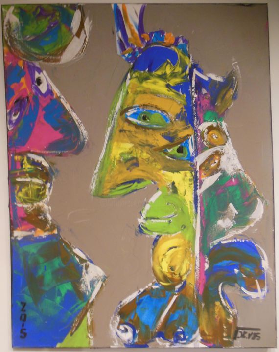 Painting titled "Personnage N°2" by Philippe Vos, Original Artwork