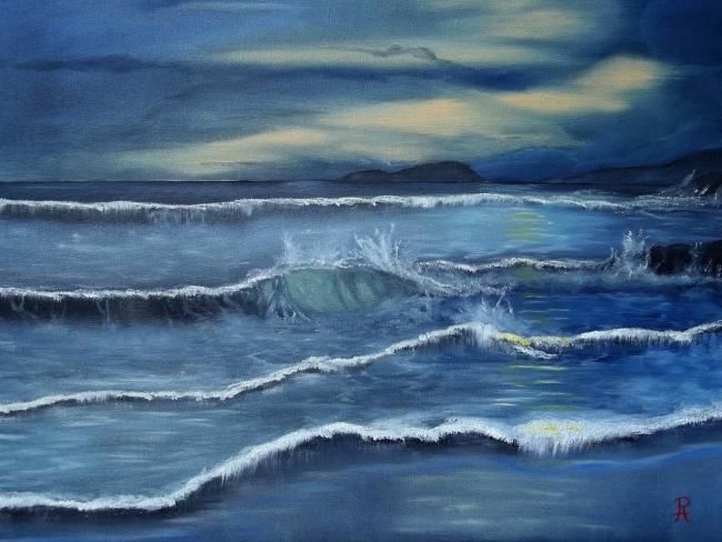 Painting titled "vague" by Philippe A, Original Artwork