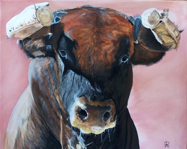 Painting titled "toro de face" by Philippe A, Original Artwork
