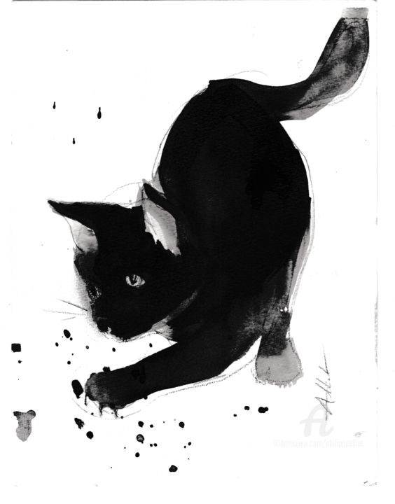 Chat Dynamique 0052 Drawing By Philippe Alliet Artmajeur