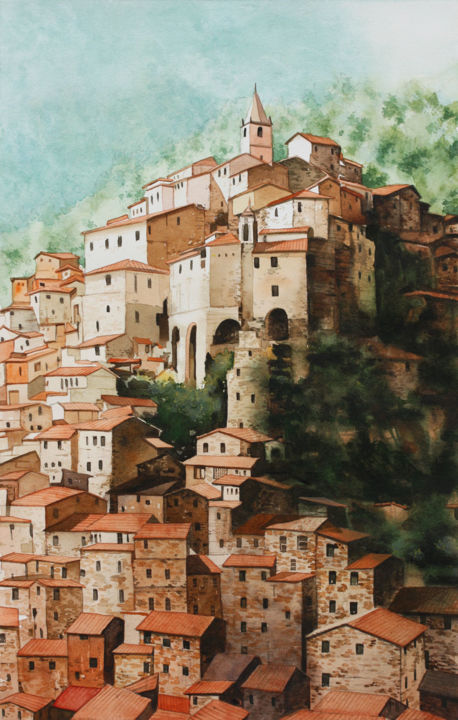 Painting titled "Italia" by Philippe Auger, Original Artwork, Watercolor