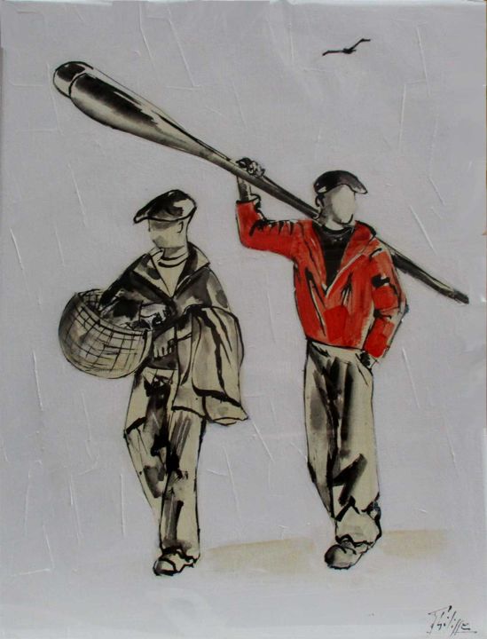 Pintura titulada "Les gars de la mer 1" por Philippe Blanchard, Obra de arte original, Acrílico