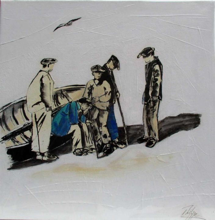 Malerei mit dem Titel "Les gars de la mer 5" von Philippe Blanchard, Original-Kunstwerk, Acryl