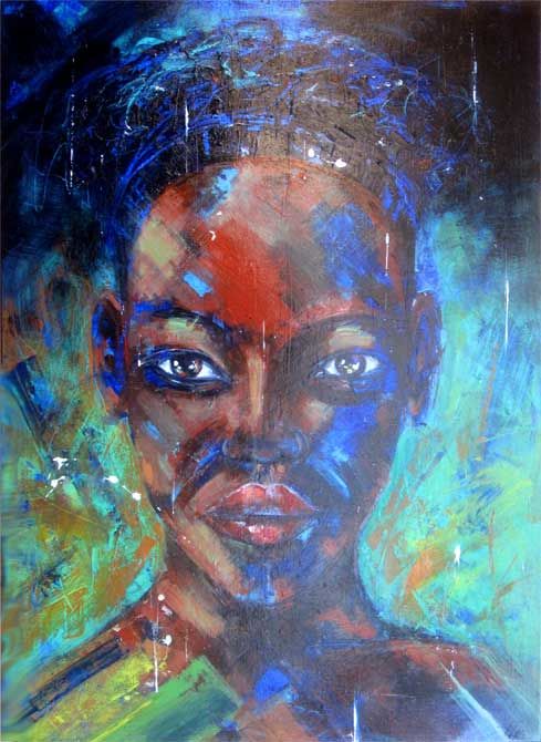 Painting titled "Femme noire" by Philippe Blanchard, Original Artwork, Acrylic
