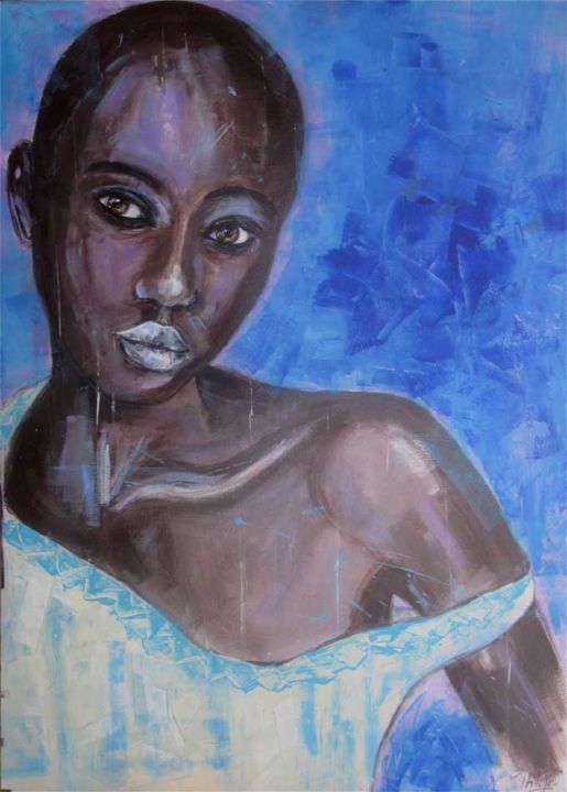 Pintura titulada "femme aux yeux de b…" por Philippe Blanchard, Obra de arte original, Acrílico