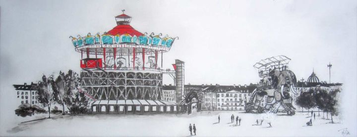 Pintura titulada "Le carrousel des mo…" por Philippe Blanchard, Obra de arte original, Tinta