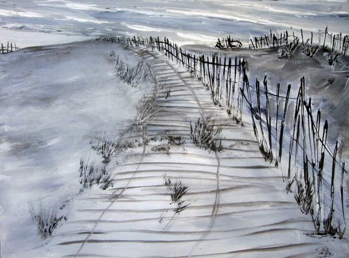 Pintura titulada "les dunes 5" por Philippe Blanchard, Obra de arte original, Acrílico
