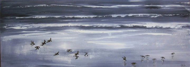 Pintura titulada "Oiseaux de plage 2" por Philippe Blanchard, Obra de arte original, Acrílico