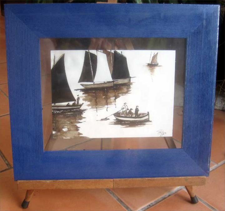 Peinture intitulée "Les vieux bateaux 6" par Philippe Blanchard, Œuvre d'art originale, Encre