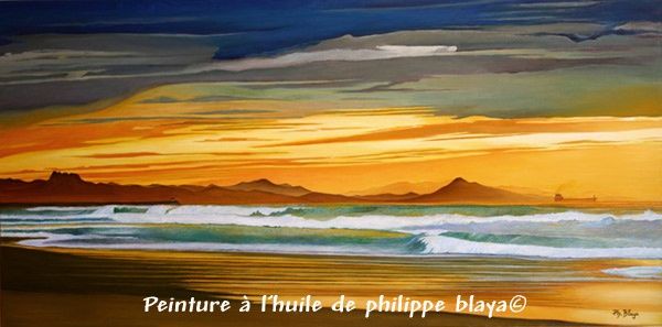 Peinture intitulée "Couché de soleil de…" par Philippe Blaya, Œuvre d'art originale