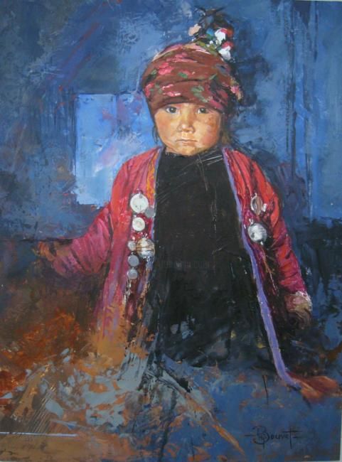 Pintura titulada "Petite fille Turkmè…" por Philippe Bouvet, Obra de arte original