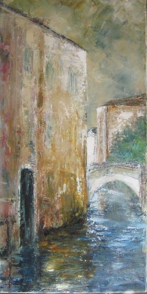 Painting titled "Le petit pont" by Philippe Delaballe, Original Artwork