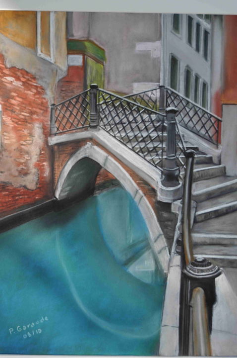 Peinture intitulée "Pont à Venise" par Philippe Garaude, Œuvre d'art originale, Pastel