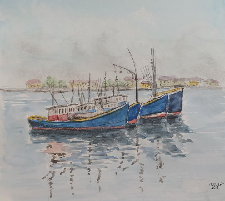 Painting titled "Repos!" by Philippe Gonseth, Original Artwork, Watercolor