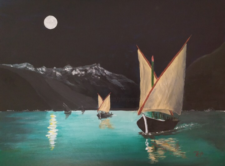 Painting titled "La nuit encore et e…" by Philippe Gonseth, Original Artwork, Acrylic