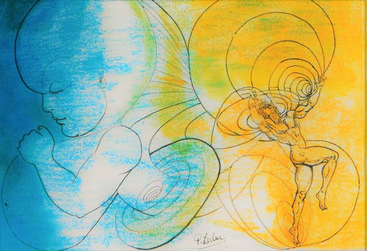 Disegno intitolato "Equilibres" da Philippe Leclerc, Graphiste, Opera d'arte originale, Inchiostro