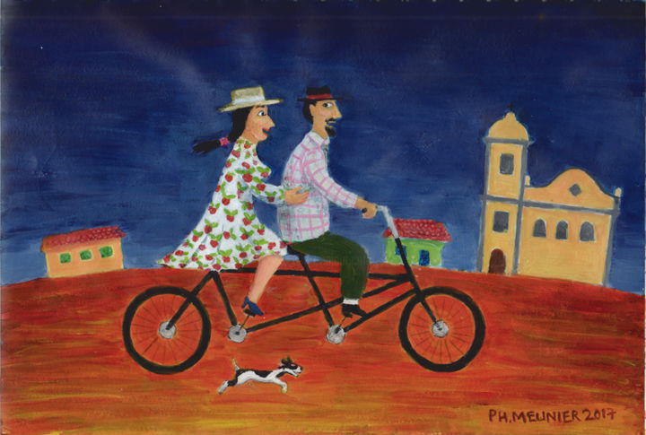 Painting titled "Romance na Bahia" by Philippe Meunier, Original Artwork, Acrylic