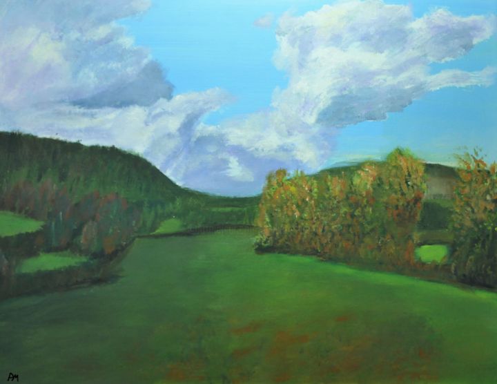 Peinture intitulée "paysage du Morvan 2" par Philip Moreau, Œuvre d'art originale, Acrylique