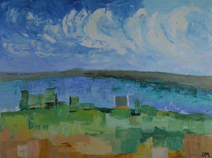 Peinture intitulée "paysage cotier bret…" par Philip Moreau, Œuvre d'art originale, Huile