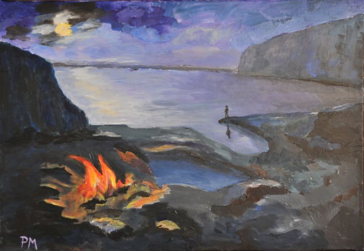 Peinture intitulée "Pêche de nuit en Ec…" par Philip Moreau, Œuvre d'art originale, Acrylique