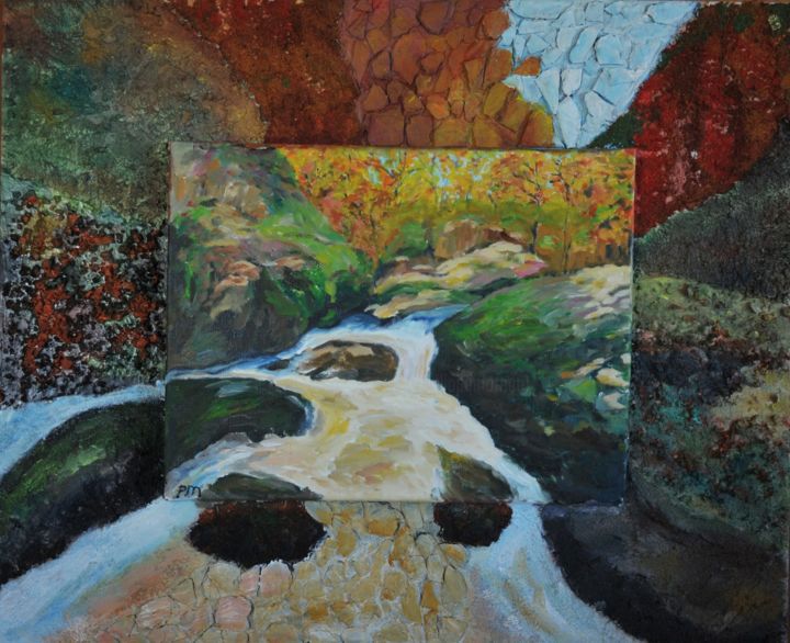 Malarstwo zatytułowany „Rivière sous-bois” autorstwa Philip Moreau, Oryginalna praca, Akryl
