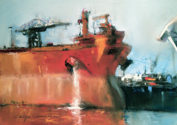 Painting titled "Brest , réf : 253" by Philippe Perennou, Original Artwork, Pastel Mounted on Cardboard
