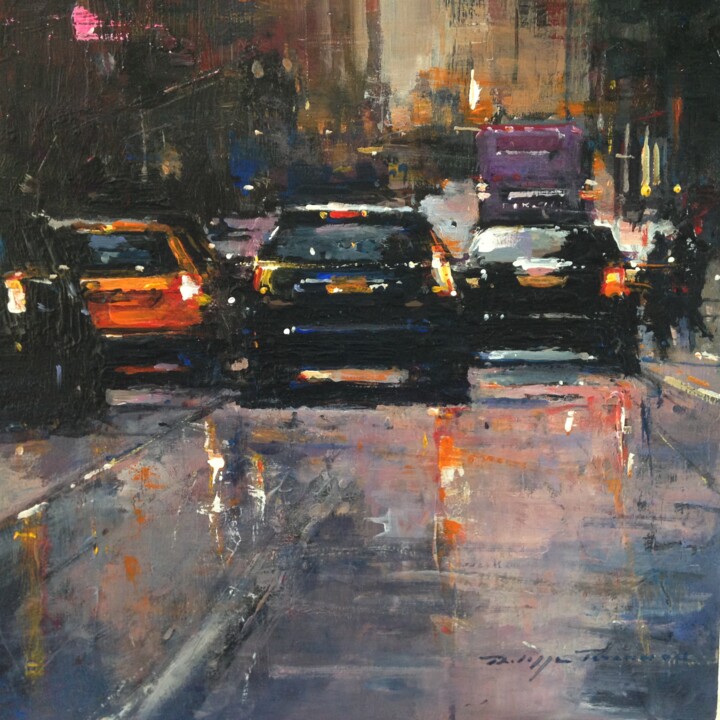 Painting titled "New York, n° 283" by Philippe Perennou, Original Artwork, Acrylic Mounted on Wood Stretcher frame