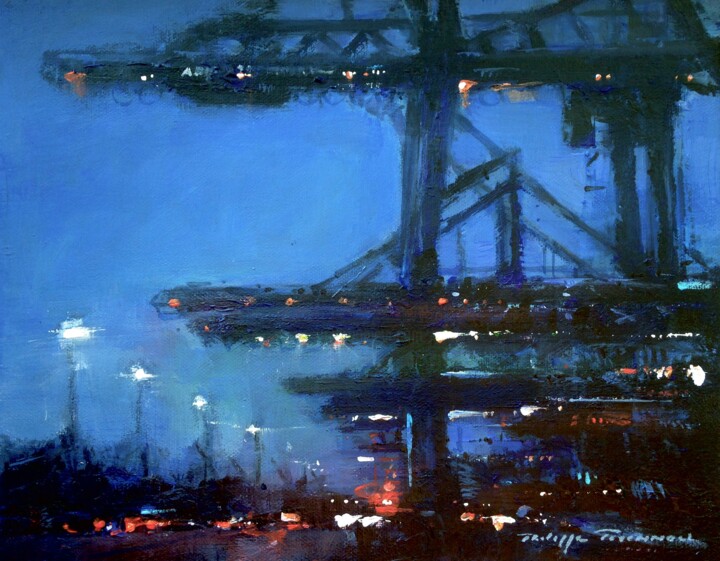Painting titled ""Rotterdam, APM ter…" by Philippe Perennou, Original Artwork, Acrylic Mounted on Wood Stretcher frame