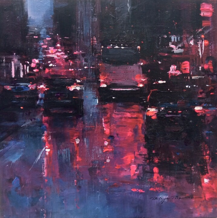 Painting titled ""impressions urbain…" by Philippe Perennou, Original Artwork, Acrylic Mounted on Wood Panel