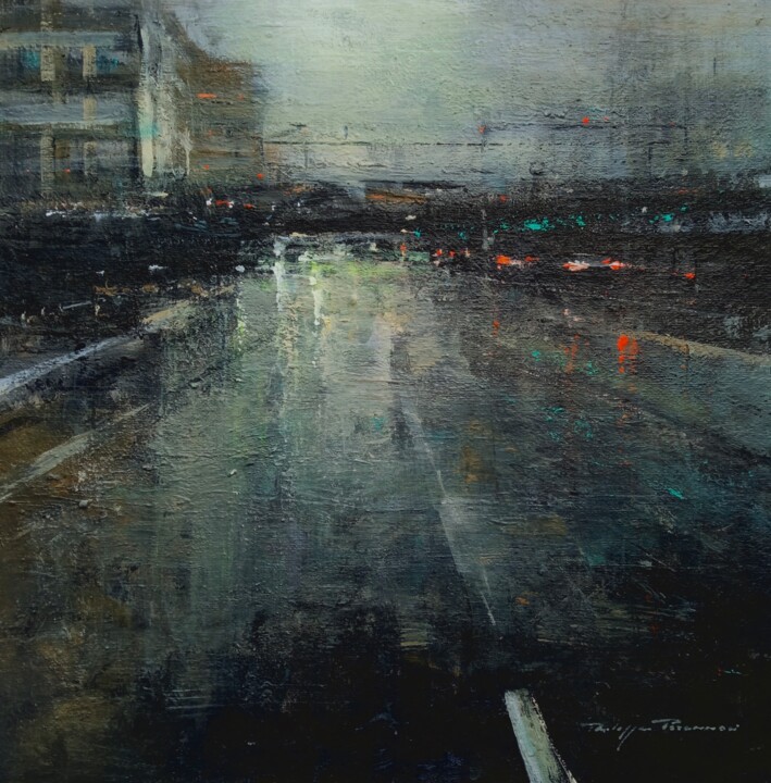 Painting titled ""impressions urbain…" by Philippe Perennou, Original Artwork, Acrylic Mounted on Wood Panel